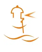logo mfr rhone phare stylise orange sur fond blanc avec vagu