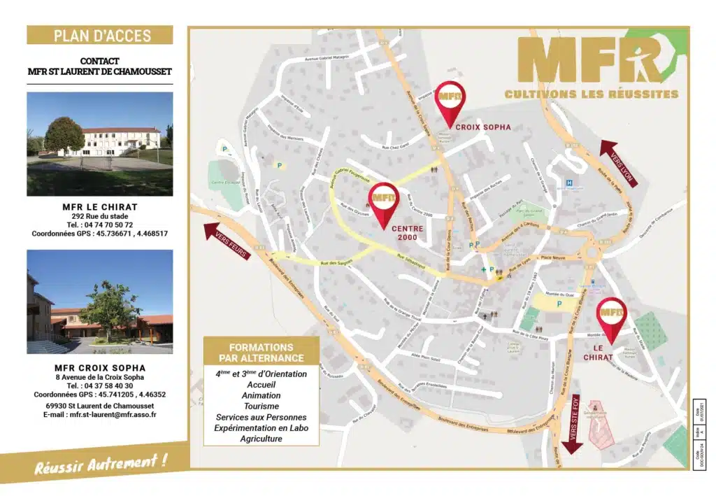 plan d acces mfr saint laurent de chamrousset avec deux site